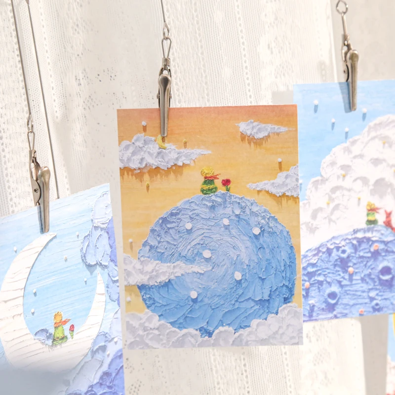

The Little Prince's Adventures Memo Pads Aesthetic INS Hand-Painted Oil Painting Style Hand Account Material Message Note Paper