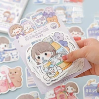 100pcsset useful cartoon decal clear print kids journal water bottle stickers kids gift diary stickers stationery stickers