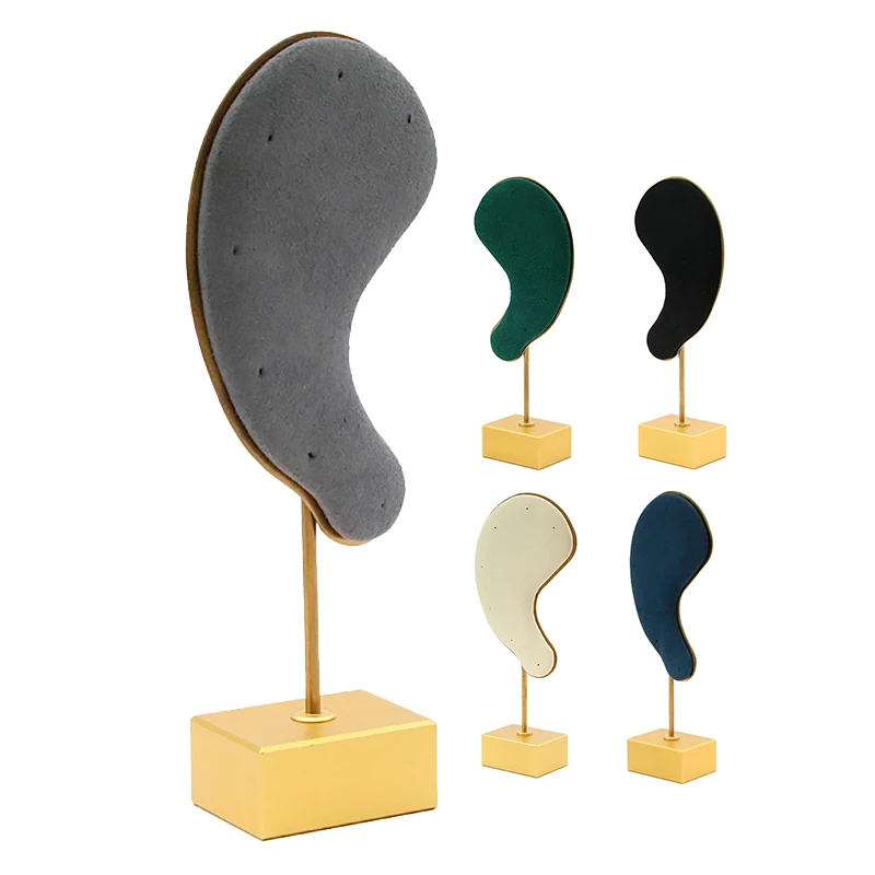 Earring Display Stand Microfiber Earring Holder Ear-Shaped Ear Clip Stud Jewelry Display Organizer Stand
