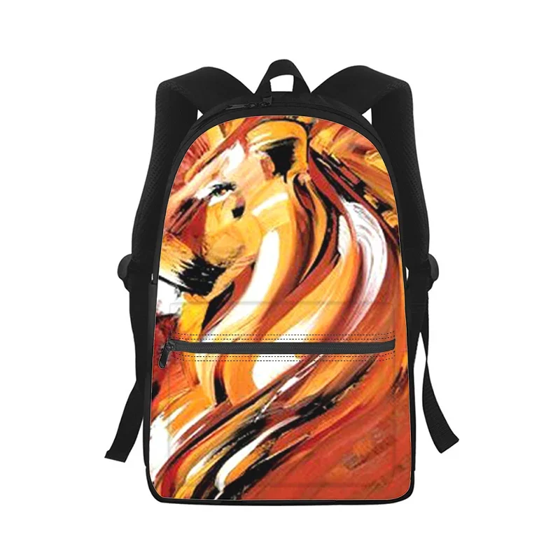 Свирепая иллюстрация Лев Мужчины Женщины Рюкзак 3D принт Модная студенческая
