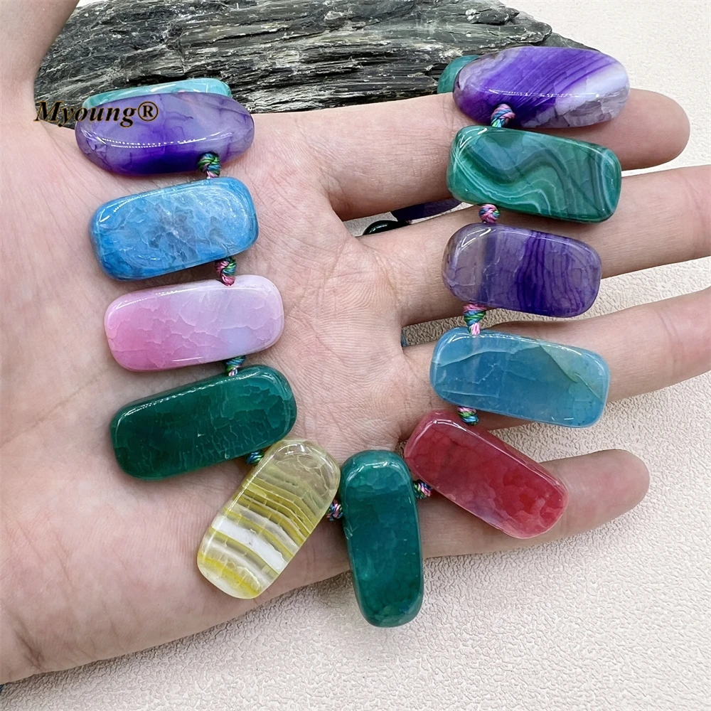 

Прямоугольная форма, многоцветные Агаты, каменные кулоны, бусины для изготовления ювелирных изделий своими руками MY230495