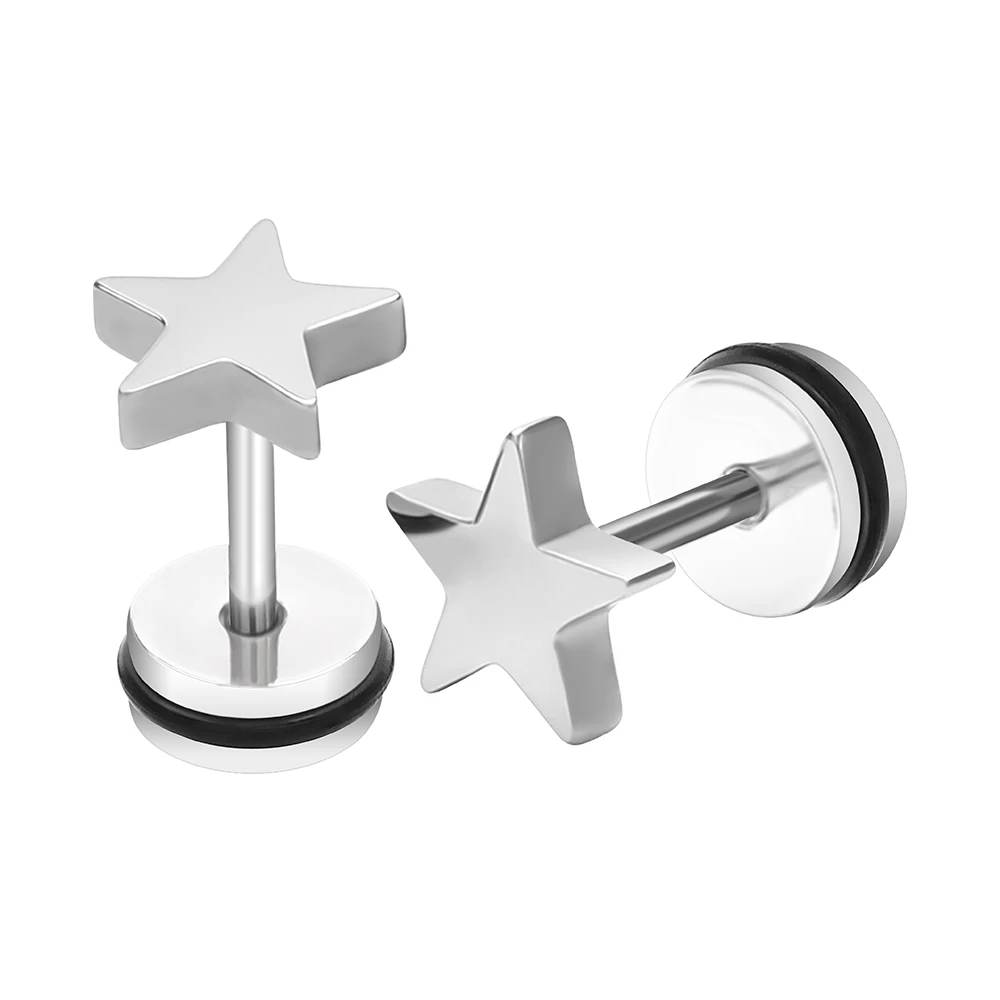 

Men Women Star Earrings Hip Hop Piercing Jewelry Punk Stud Earring