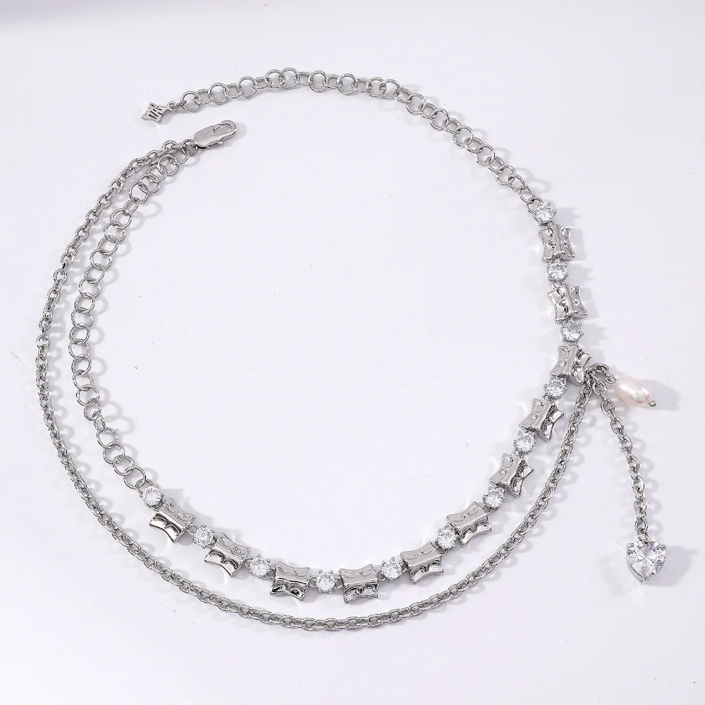 

Timeless Wonder Fancy Layered Zirconia Pave Chains Necklace for Women Designer Jewelry Goth Trendy Ins Rare Kpop Collar Top 4052