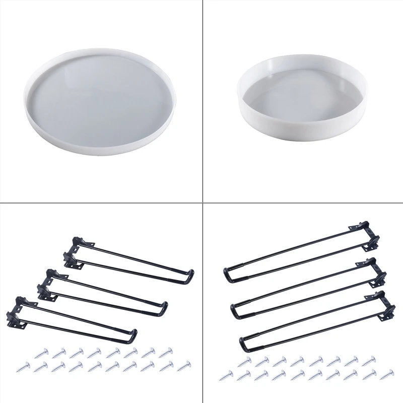 

28TF Resin Tray Molds Silicone Molds for Epoxy Casting Round Table Molds with 3 Table Leg and Screw DIY Resin Home Decor