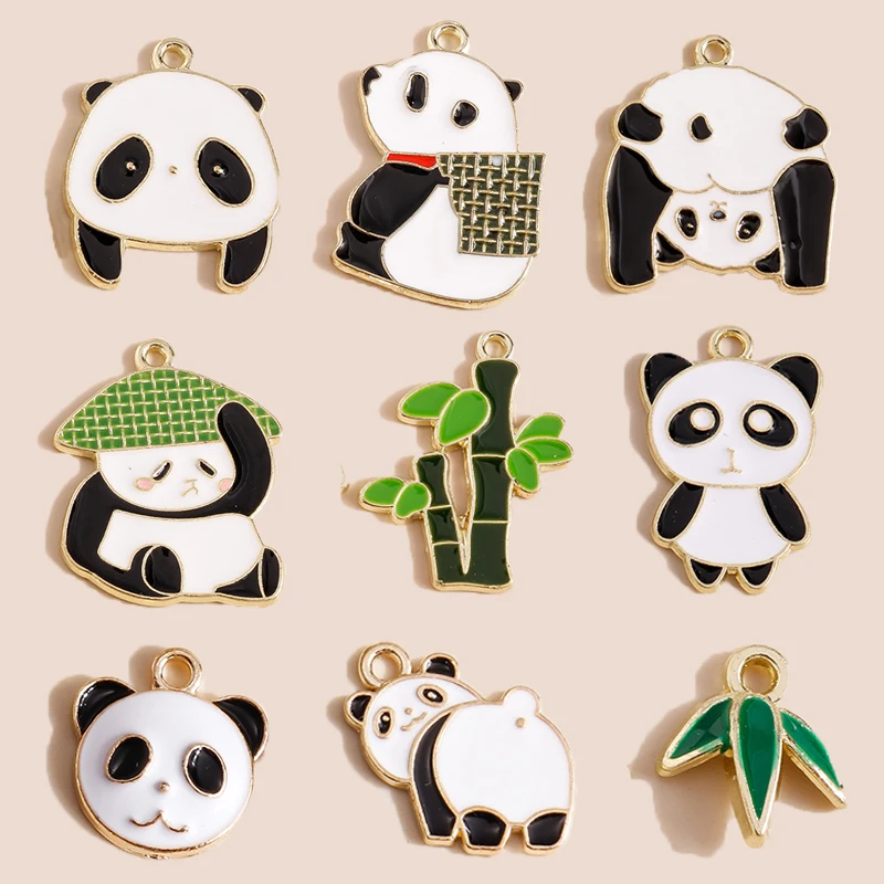 

Mix Style Cute Cartoon Bamboo Panda Charms Pendants for Neckalce Bracelets Earrings DIY Jewelry Making Charms