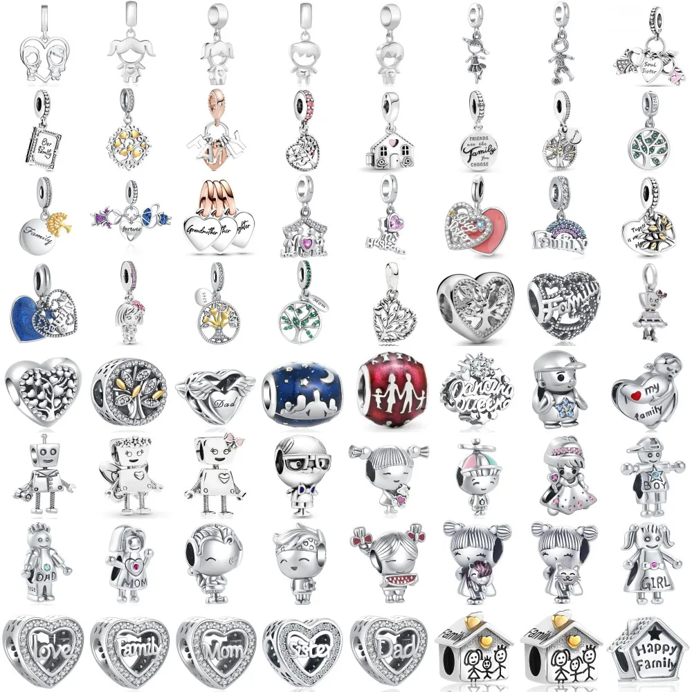 Браслет Pandora с шармами Счастливая мама и папа из серебра 925 пробы