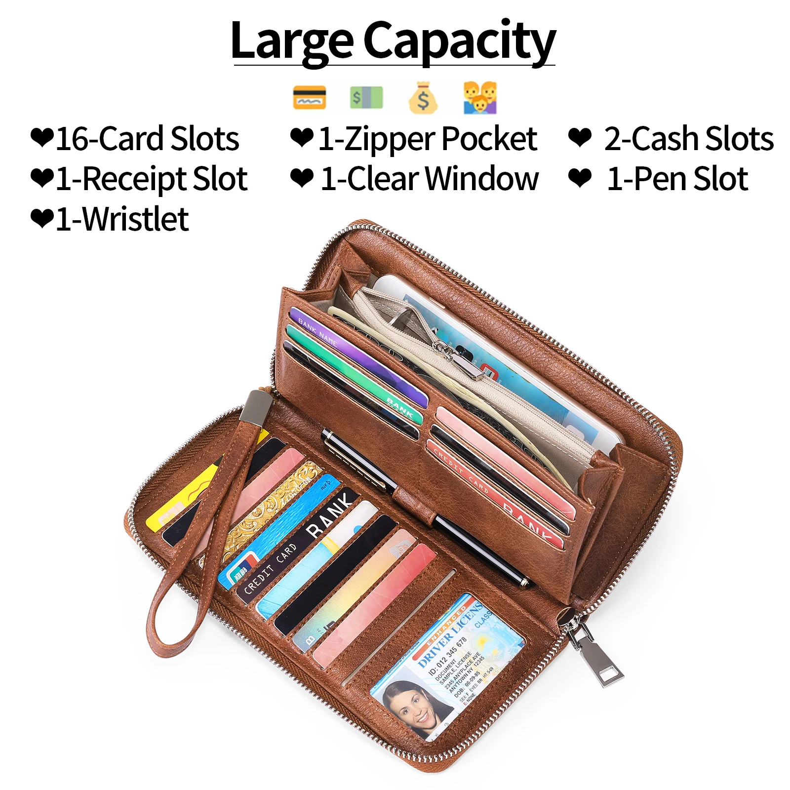 Wallets for Women Clutch Bag Large Capacity Mobile Phone Zipper Wallet Women Korean Style Business Wallet Bag Card Holder