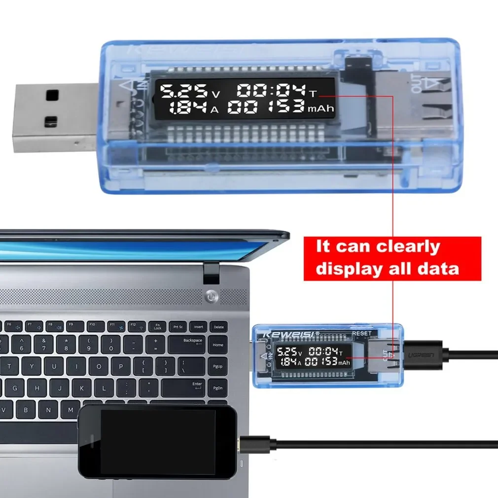 USB-тестер с ЖК-дисплеем, измеритель напряжения и емкости для внешних аккумуляторов (art.: 3920c1200d208) - 3920c1200d208