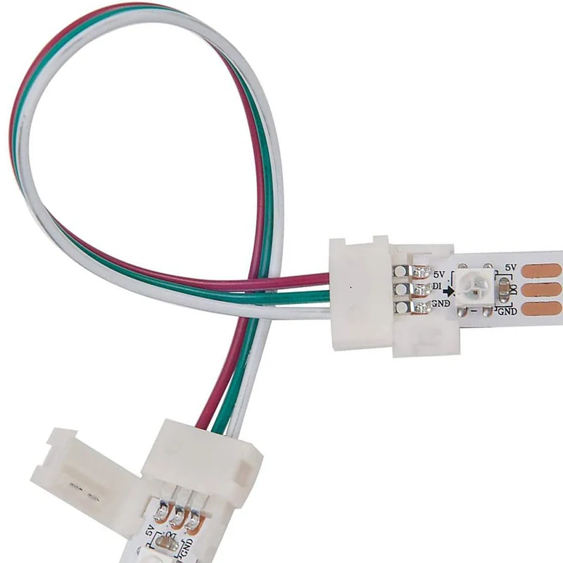 Разъем для светодиодной ленты 10 мм Ws2811 Ws2812B 6812 1903ic, светодиодные пиксельные полосы, 3-контактный светодиодный разъем, угловой разъем для