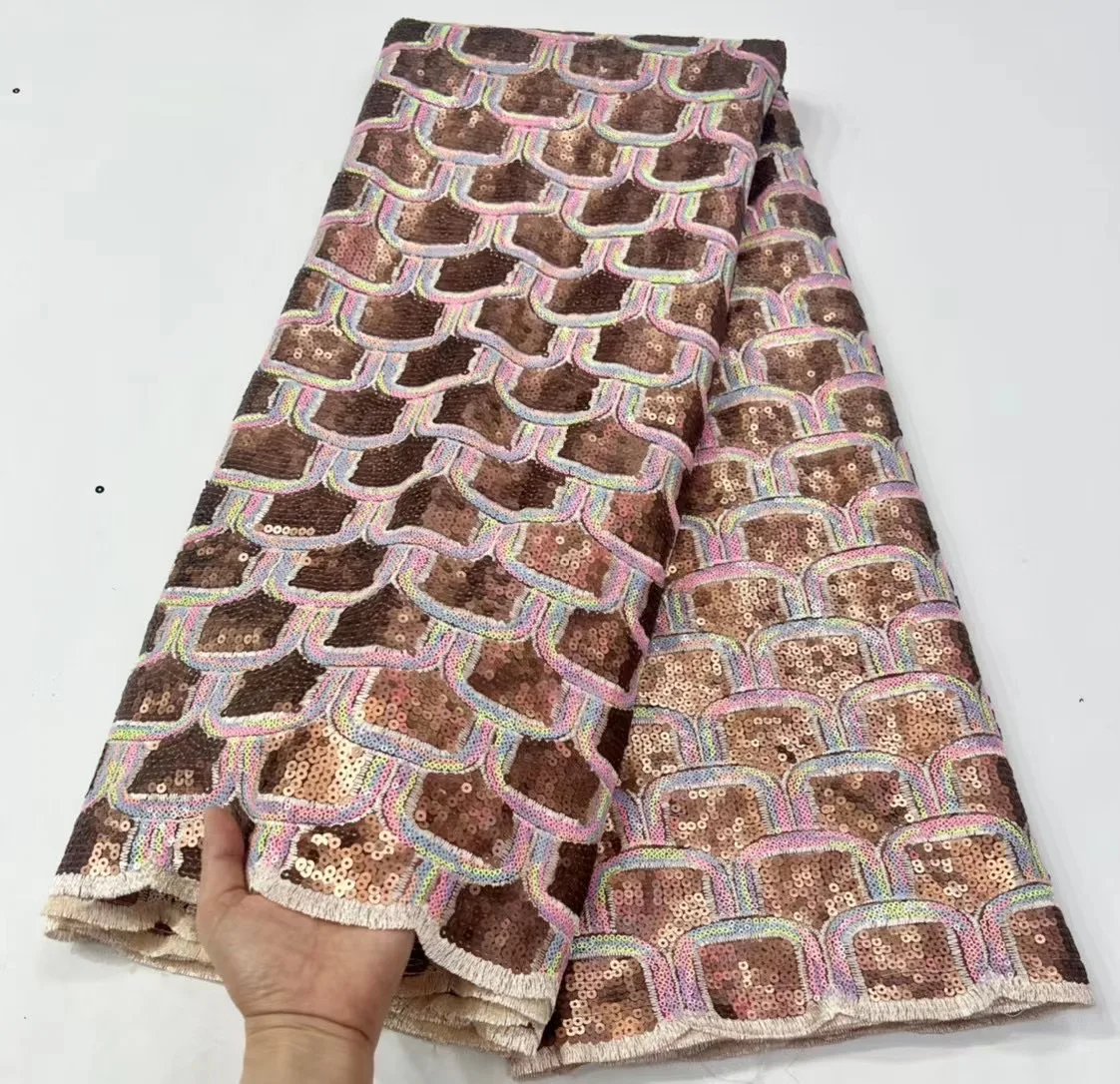 

2022 High Quality African Nigerian Tulle Lace Fabric Embroidered Party Dress Sequins French Guipure Fabric Sewing HMH5345