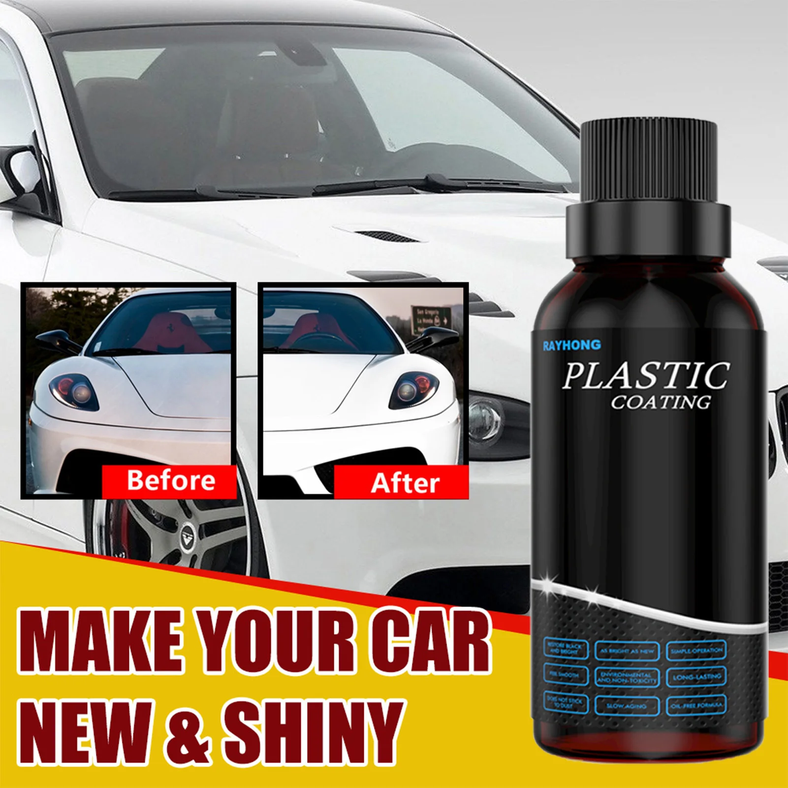 

50ml Auto Plastics Refurbishment Agent Automotive Plastic Renovator For Car Leather Repair Kit Car Cleaning Product