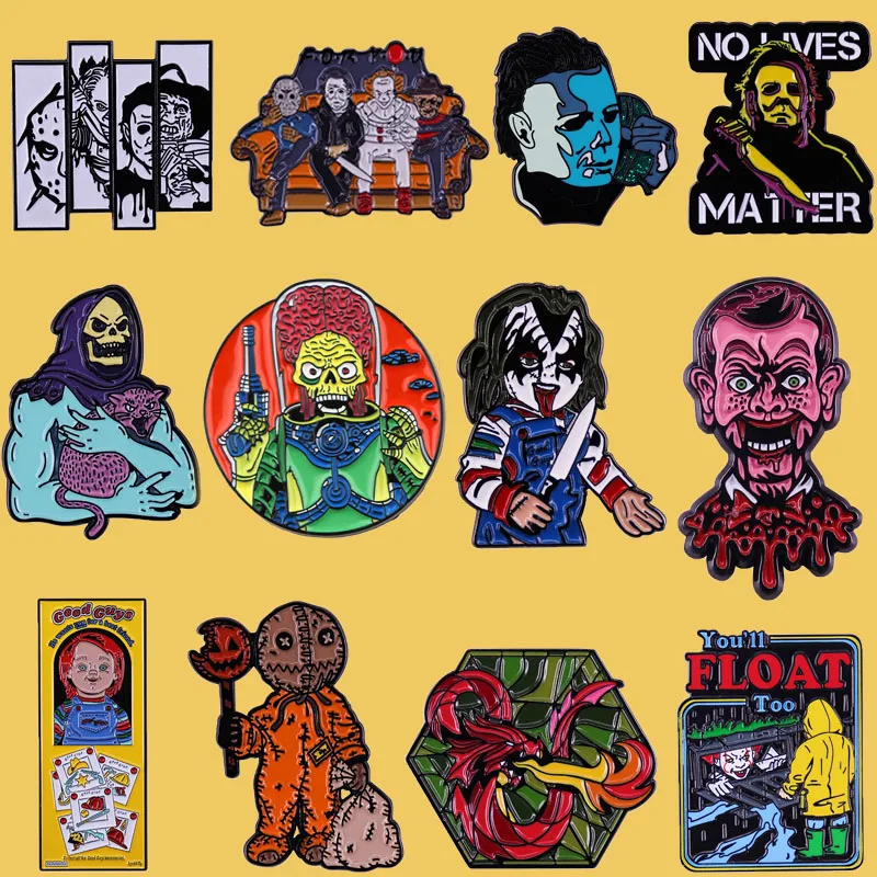 Металлическая эмалевая брошь SP1126 в стиле ужасных фильмов на булавке для