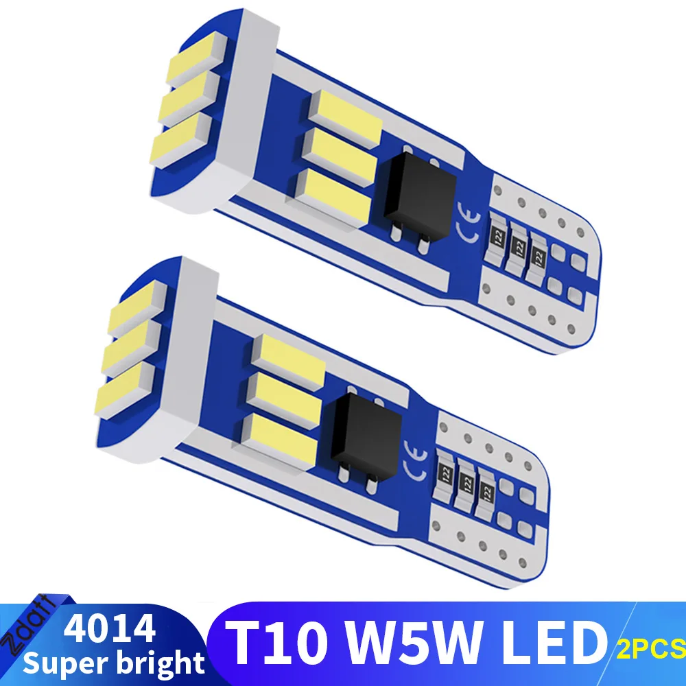 2X W5W 194 168 T10 9SMD 4014 Canbus светодиодные лампочки 12V для освесветильник номерного знака автомобиля, купольсветильник лампа для интерьера, лампа для чтения 6000K, белая