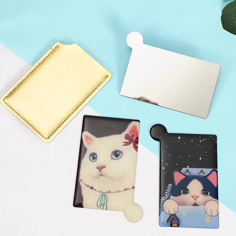 

1PC Stainless Steel Cosmetic Tool Makeup Mirror Travel Portable Shatter-proof Make up Mirror With Carry Sleeve Birthday Gift