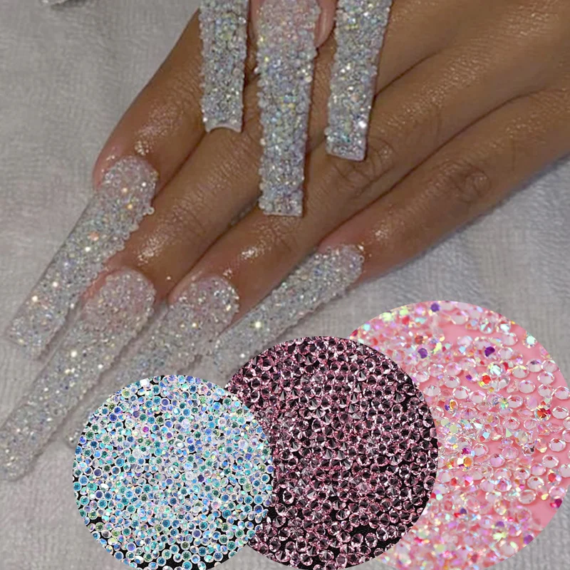 

1440/1000 Pack Micro Zircon Nail Art Rhinestones 3D DIY Tiny Crystal Diamond Gems Pixie Nails Decoration Caviar Beads Manicure
