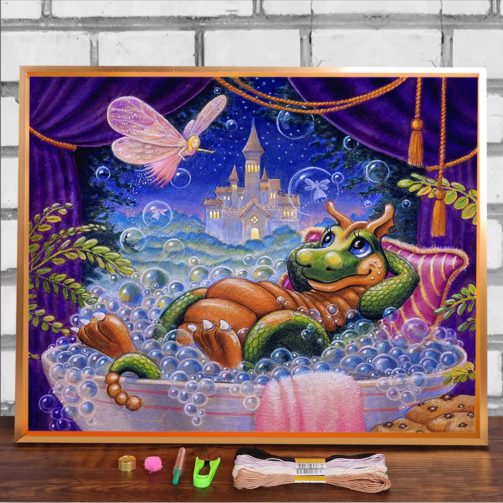 

Набор для вышивки крестиком 11CT, Набор для вышивки крестиком из разноцветных мультяшных картин дракона, единорога, нити DMC для рукоделия