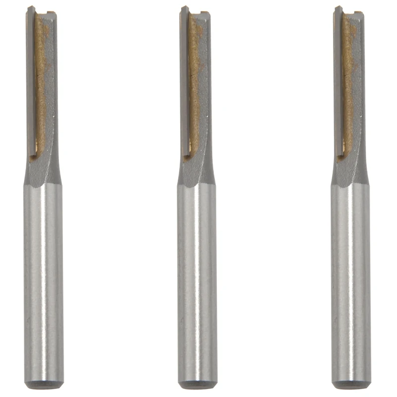 

3X 1/4-Inch Shank 1/4-Inch Cutting Dia Double Flute Carbide Tipped Cleaning Bottom Router Bit Cutter