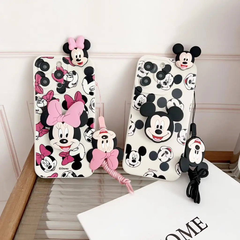 Для OPPO Reno 4F 4lite 5lite 5 7 4G 8 8T 10 PRo Minnie head чехол с веревкой-держателем