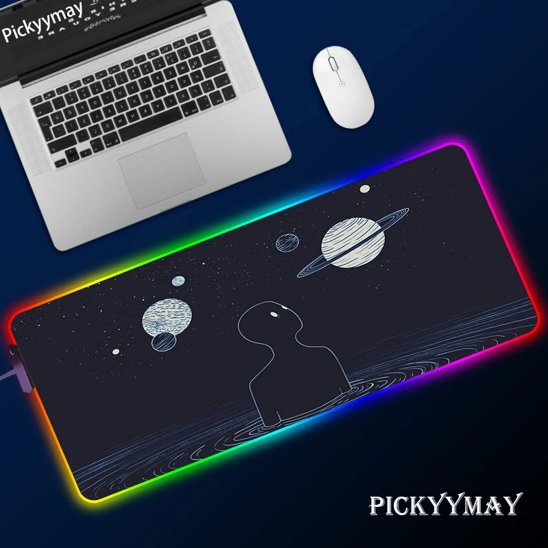 

Solar System Gaming Mousepad Game Slipmat RGB Led Setup Gamer Decoration Glowing Mouse Mat Pc Republic Of Gamers With Cable Rug
