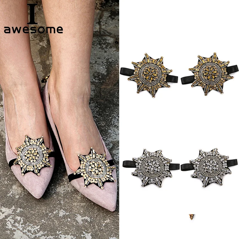High Quality 1 Pair Flowers Rhinestone Crystal for High Heels Shoes Manual DIY Shoe Decorations Wedding Party Shoes Accessories