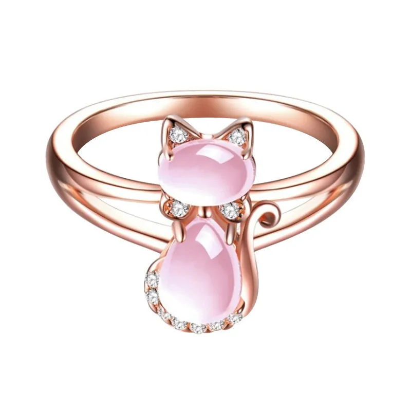 

Pink Crystal Cat Furong Women's Ring