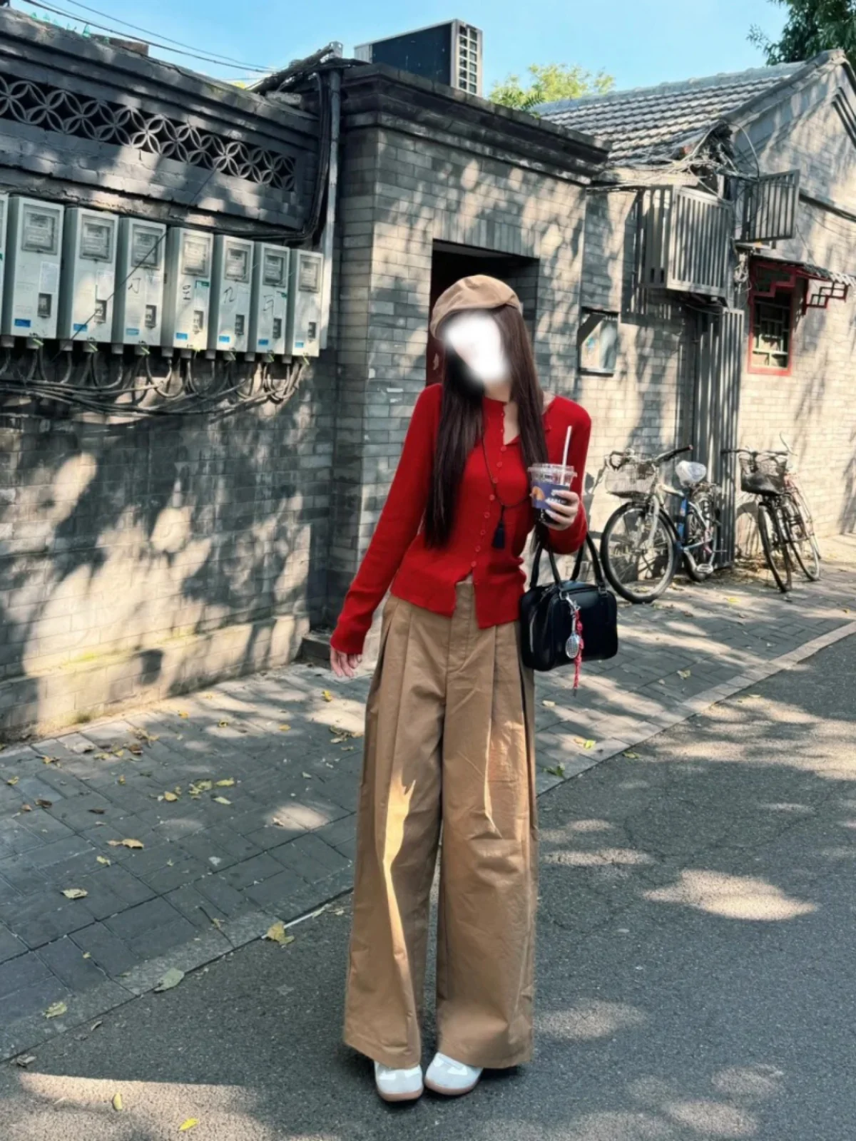 Изящный рождественский новогодний красный вязаный кардиган во французском