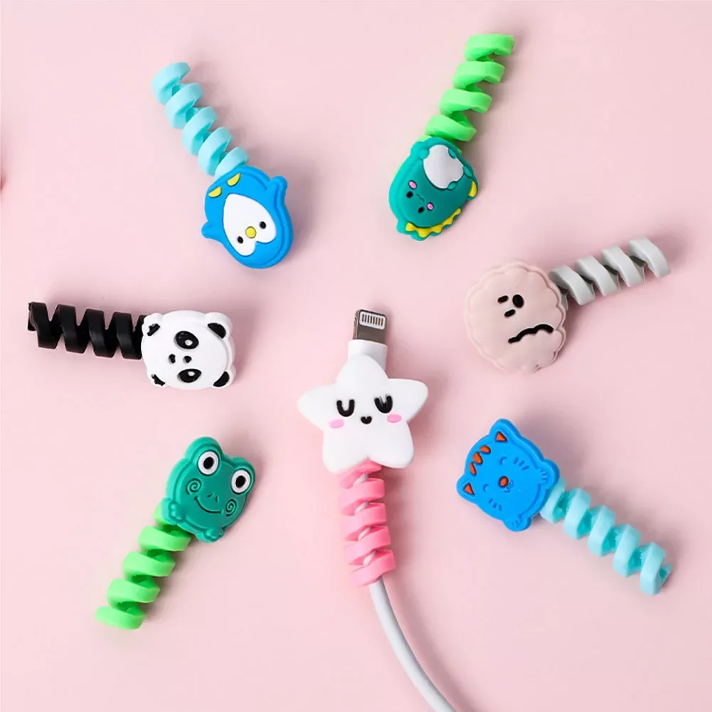 

4Pcs Data Line Protective Case Charging Cord Winder Organizer Cartoon Pattern Wire Protector Cable Winder Phone Accessories