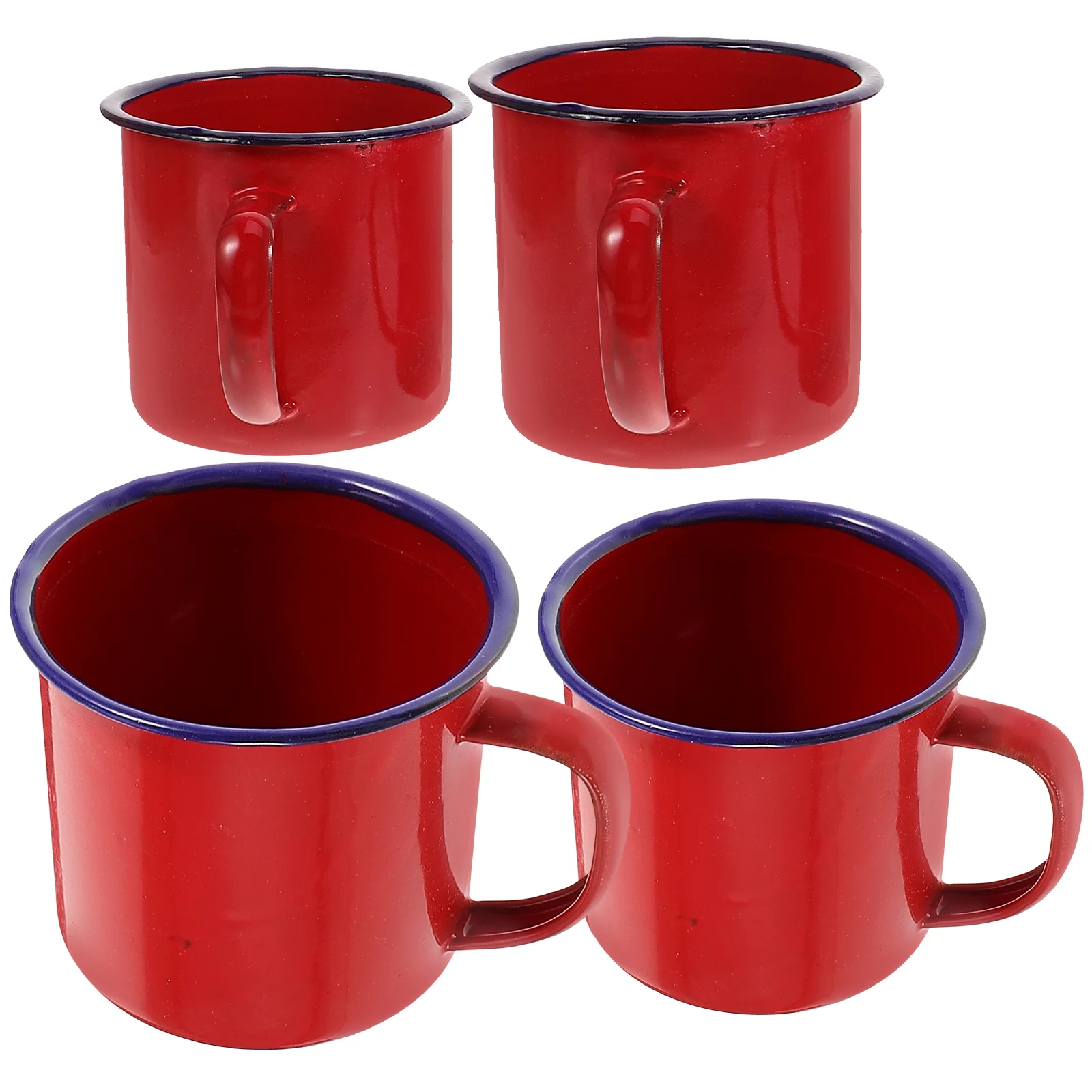 

4 Pcs Drinking Glasses Small Milk Cups Portable Mugs Breakfast Tea Enamel Camping Office