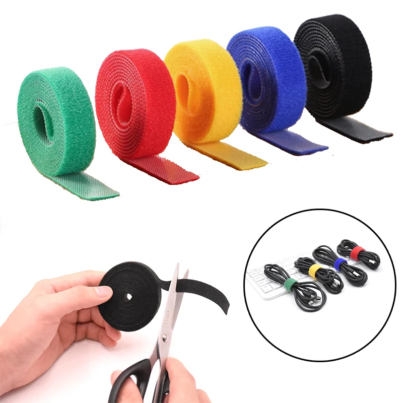 

Colorful Nylon Hand Tear Cable Ties Mobile Phone USB Data Cable Organizer 1M*1CM Earphone Line Mouse Wire Finishing Tape