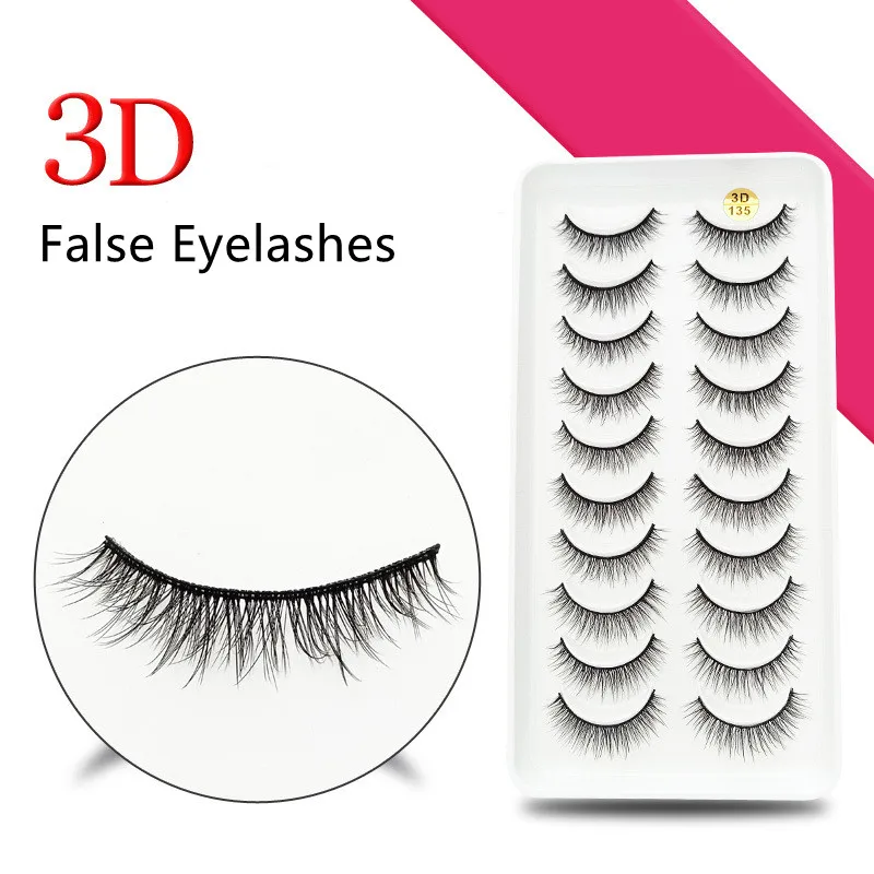 

3D Ten Pairs of False Eyelashes Natural Three-dimensional Fresh Nude Makeup Simple Fake Eye Lashes