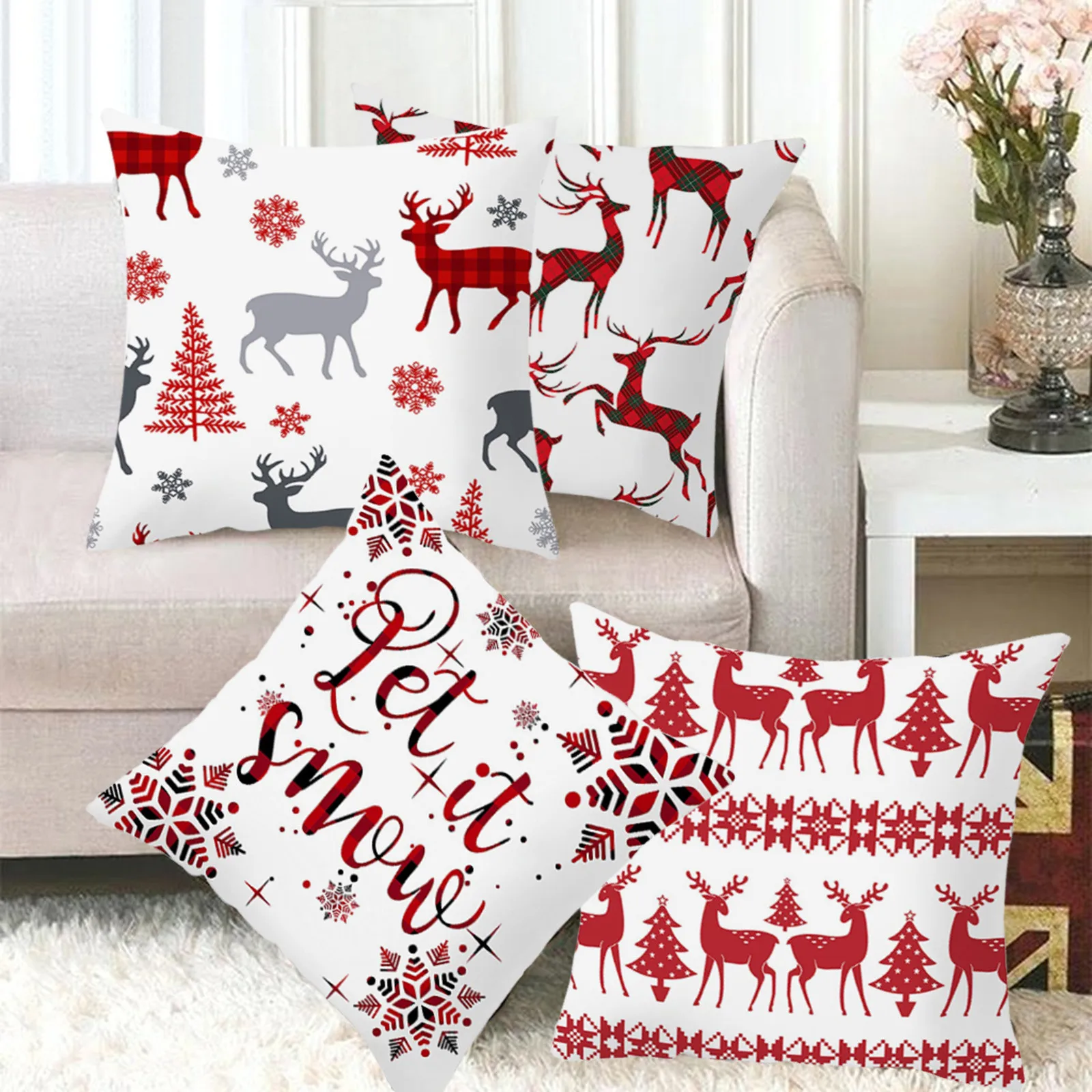 

Шелковые наволочки для женщин, Рождественский модный домашний декор, хлопковая льняная наволочка, покрывала для диванной подушки 18X18