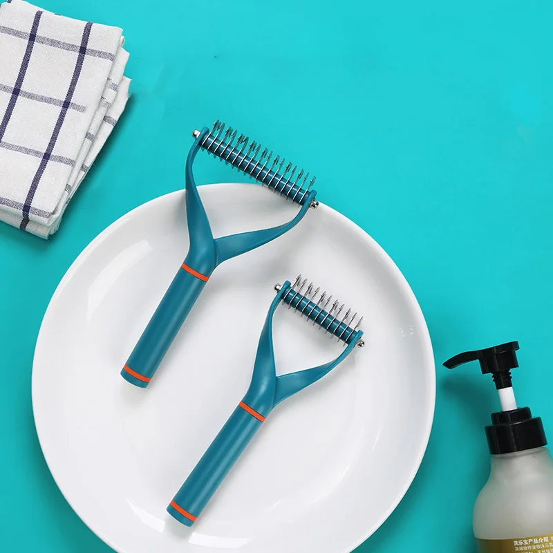 

Professional Dog Brush Gently Efficient Safe Pet Comb Rake Removes Undercoat Knots Wooden Handle Puppy Goomer