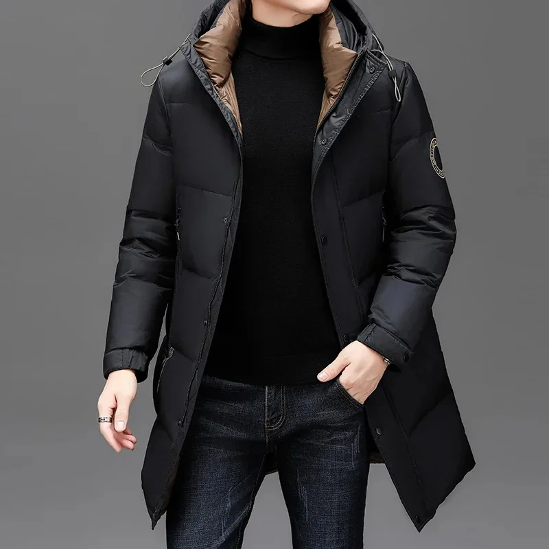 Длинный пуховик COZOK с капюшоном Мужская роскошная дизайнерская одежда гусиной