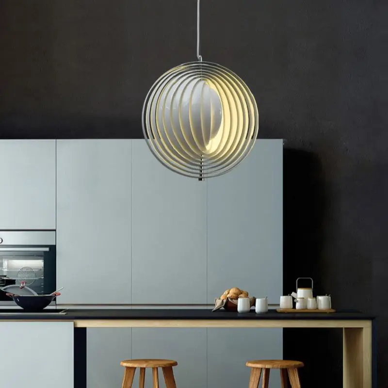 

Nordic Modern Creative Designer Rotating Moon Metal Pendant Light Bedroom Restaurant Hanging Lamp E27 Bedside Decor Chandelier
