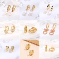 new 18k copper plated real gold micro inlaid zircon stud earrings fashionable hot selling exquisite luxury style ear buckles