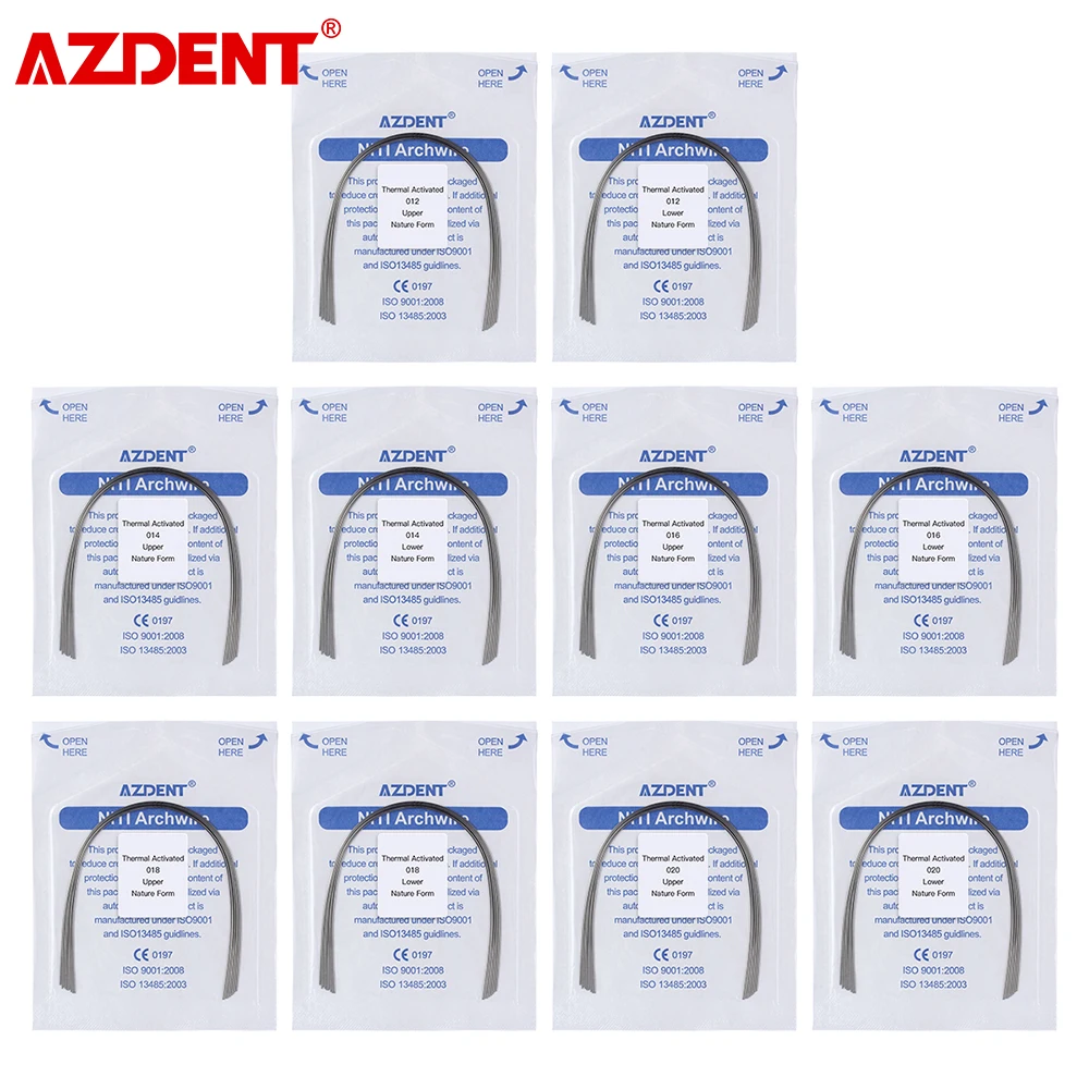 10 Packs AZDENT Dental Orthodontic Arch Wires Niti Heat Ther