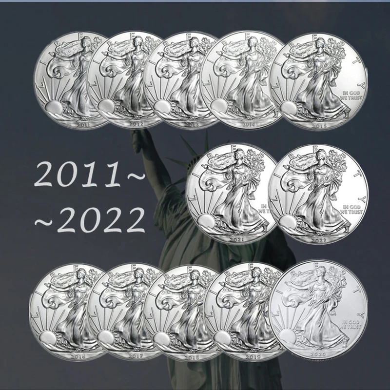 2011--2022 United Statue of Liberty Challenge Coin 1 oz Fine Silver Collectibles America Coins New Year Gift Fine Collection
