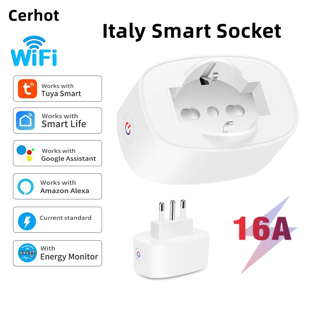 Смарт-розетка Cerhot Tuya Wi-Fi с монитором питания