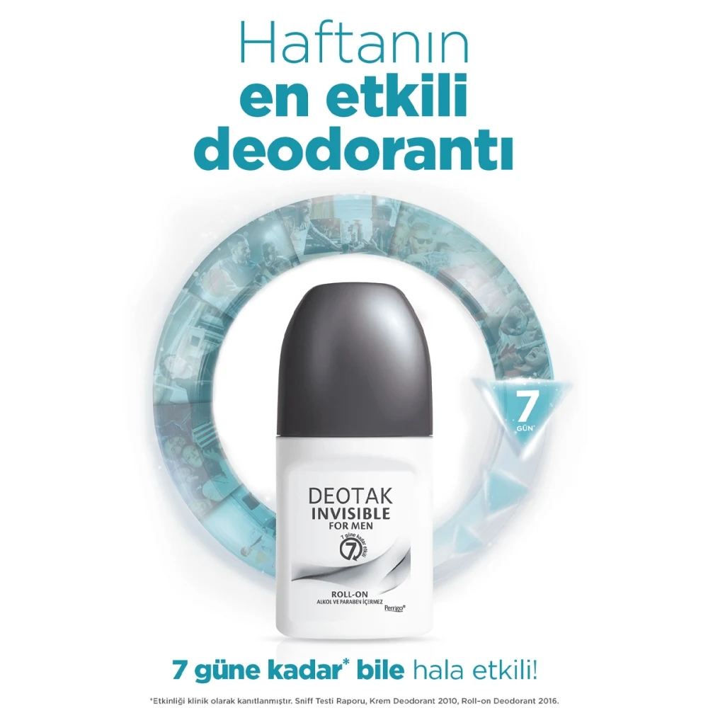 

DEOTAK Invisible Men Roll-on 35 мл, активная защита в течение 7 дней, без спирта и парабенов
