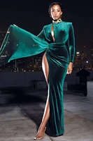 2022 new spring elegant dresses for women slim high split korean velvet asymmetrical evening prom sexy party dress vestidos