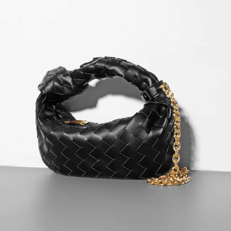 

Fashion Woven Chain Dumpling Bag Croissant Two-Layer Cowhide Hand Holding Tote Special-Interest Design Bags