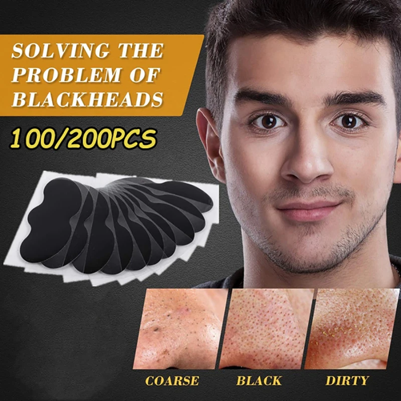 100/200pcs Bamboo Charcoal Blackhead Remover Mask Blackhead Spots Acne Treatment Nose Sticker Cleaner Nose Pore Deep Clean Strip