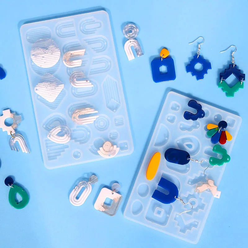 

Resin Silicone Earring Mould DIY Striped Earring Retro Modern Simple Irregular Earring Pendant Silicone Mould