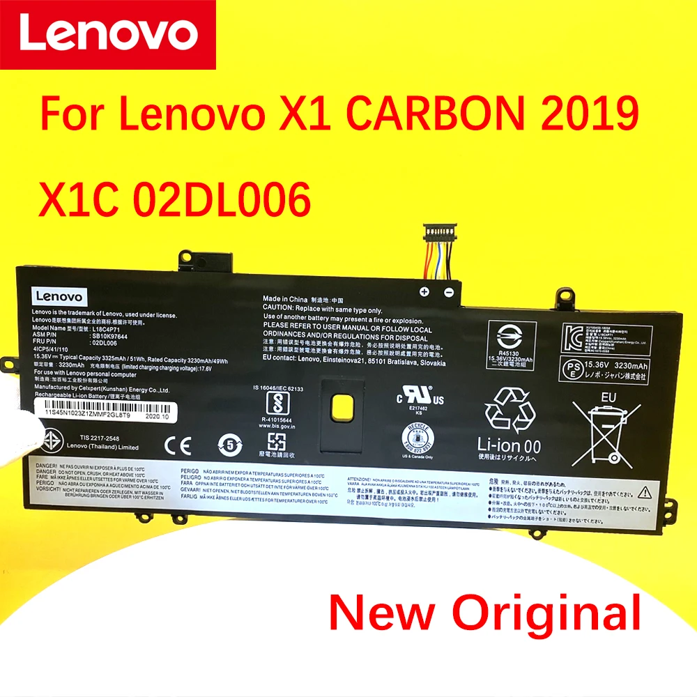 

Новый оригинальный аккумулятор для ноутбука Lenovo X1 CARBON 2019, X1C SKB10K97644 02DL004 02DL005 L18M4P72 L18C4P71 L18L4P71