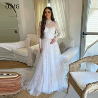 oimg 2022 a line full lace wedding dresse vestido de novia high neck long sleeves women robe be mariage vintage bridal gowns