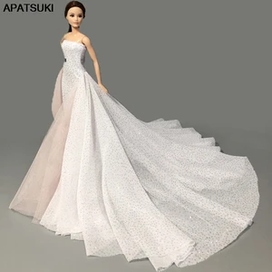 White High Fashion Wedding Dress for Barbie Doll Clothes Big Evening Dresses Party Gown Vestidoes Ou