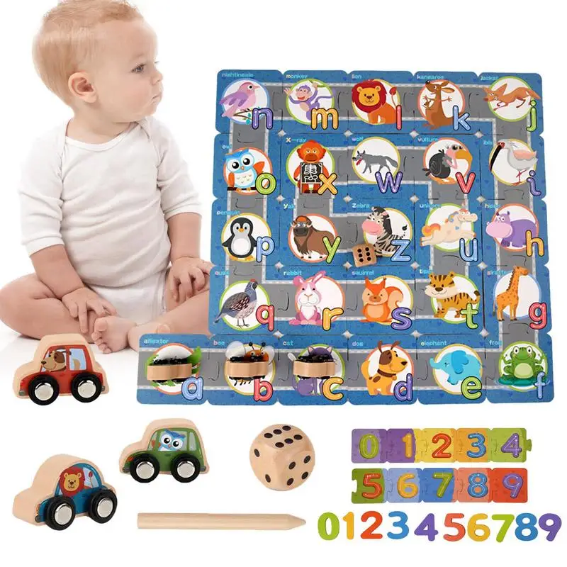 

ABC 123 Wooden Puzzles Educational Learning Toys For Toddlers Alphabet ABC Numbers Shape And Farm Animals Learning Puzzles Board