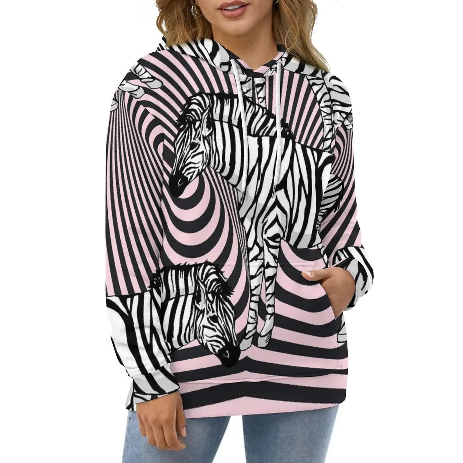 

Zebra Print Watercolor Casual Hoodies Trendy Abstract Stripes Funny Graphic Loose Hoodie Winter Hip Hop Oversized Sweatshirts