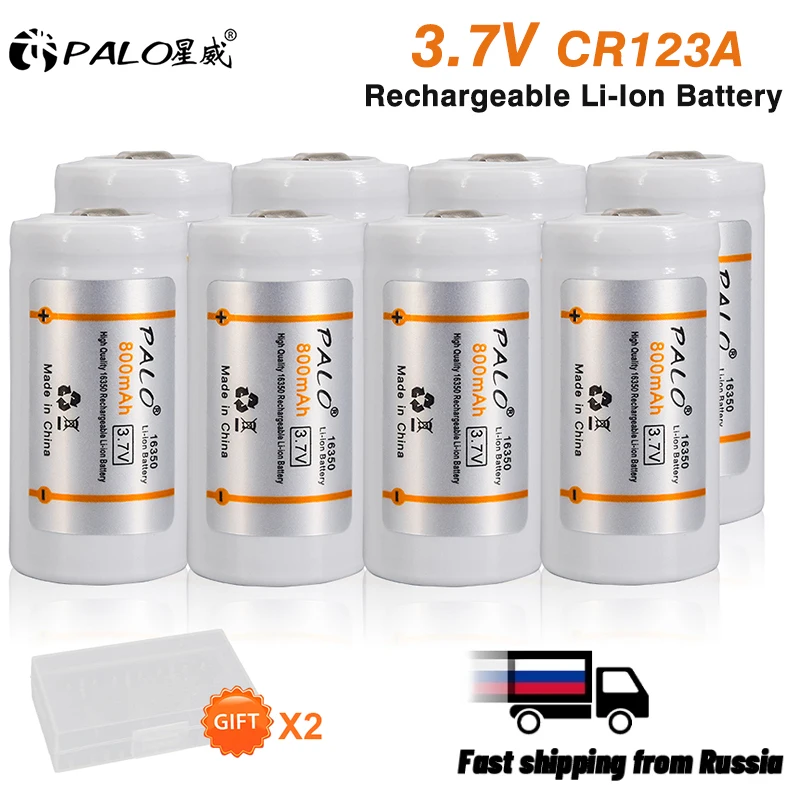 

PALO CR123A Battery 800mAh 3.7V Li-ion Rechargeable RCR123 16340 Batteries For LED Flashlight 16340 16350 CR123A Battery