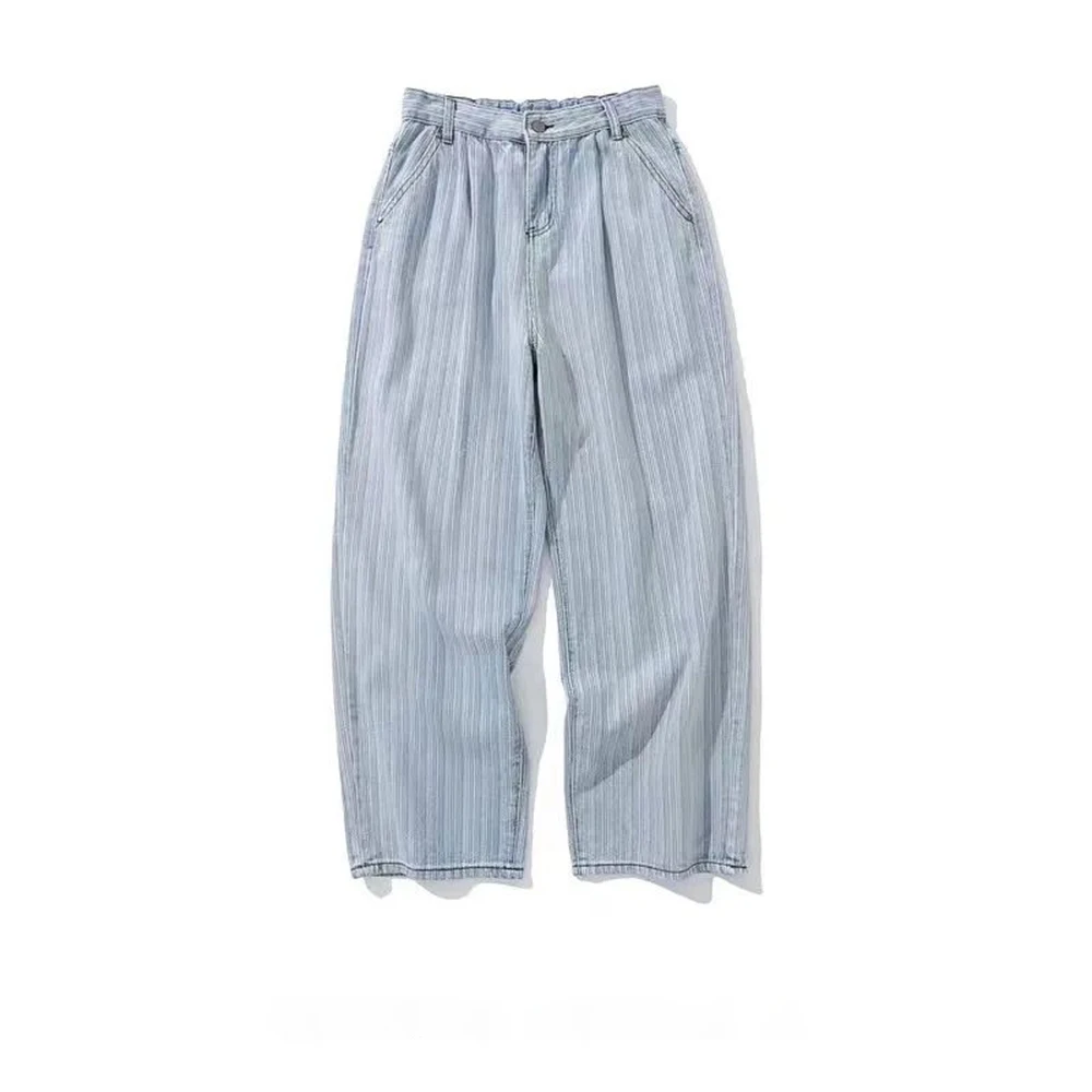 Hip Hop Baggy Wile leg Jeans Japanese Vintage Stripe Straight Loose Oversize Denim Pants Fashion Streetwear  Popullar Trousers